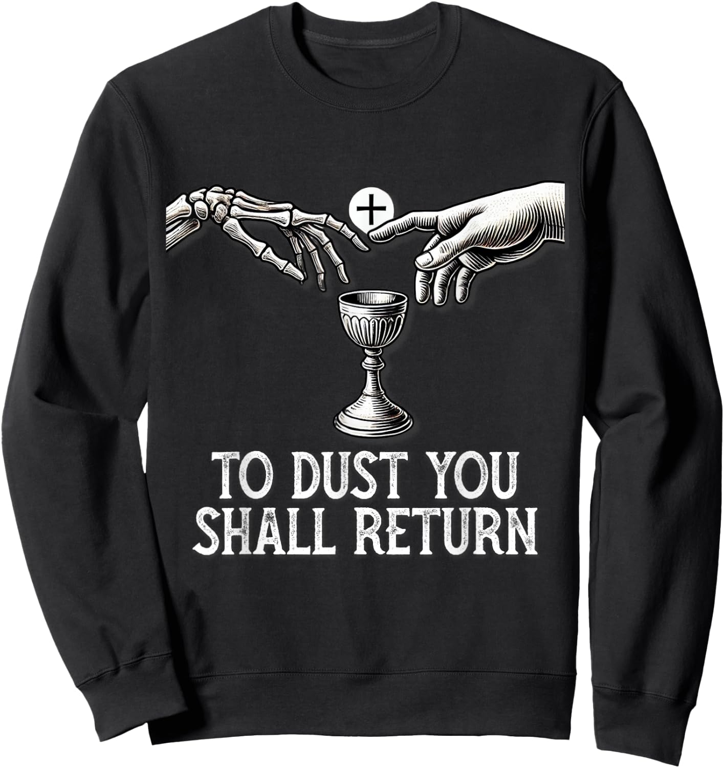 Memento Mori Catholic Eucharist Traditional Latin Mass Skull Sweatshirt - Sweatshirt | Black