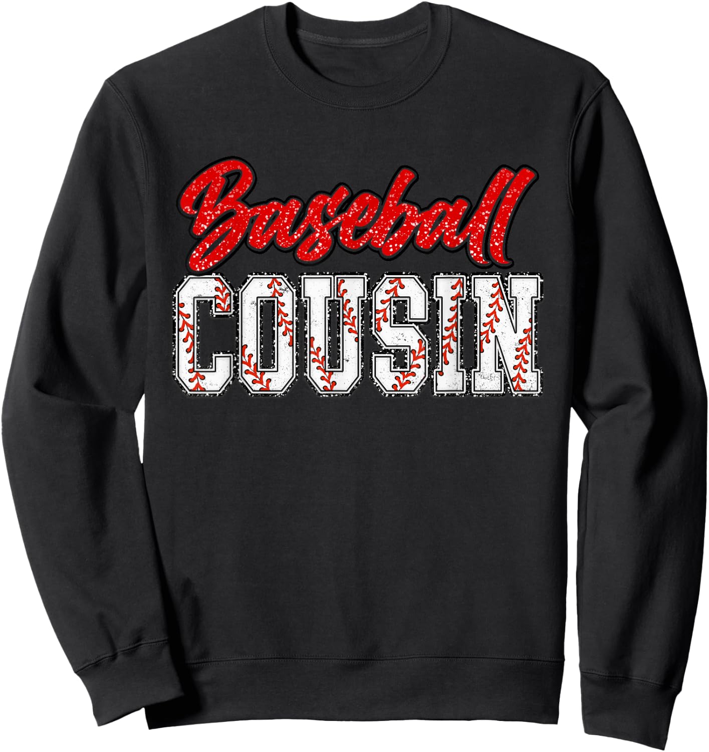 Baseball Cousin Retro Groovy Loud Proud Sport Game Matching Sweatshirt - Sweatshirt | Black