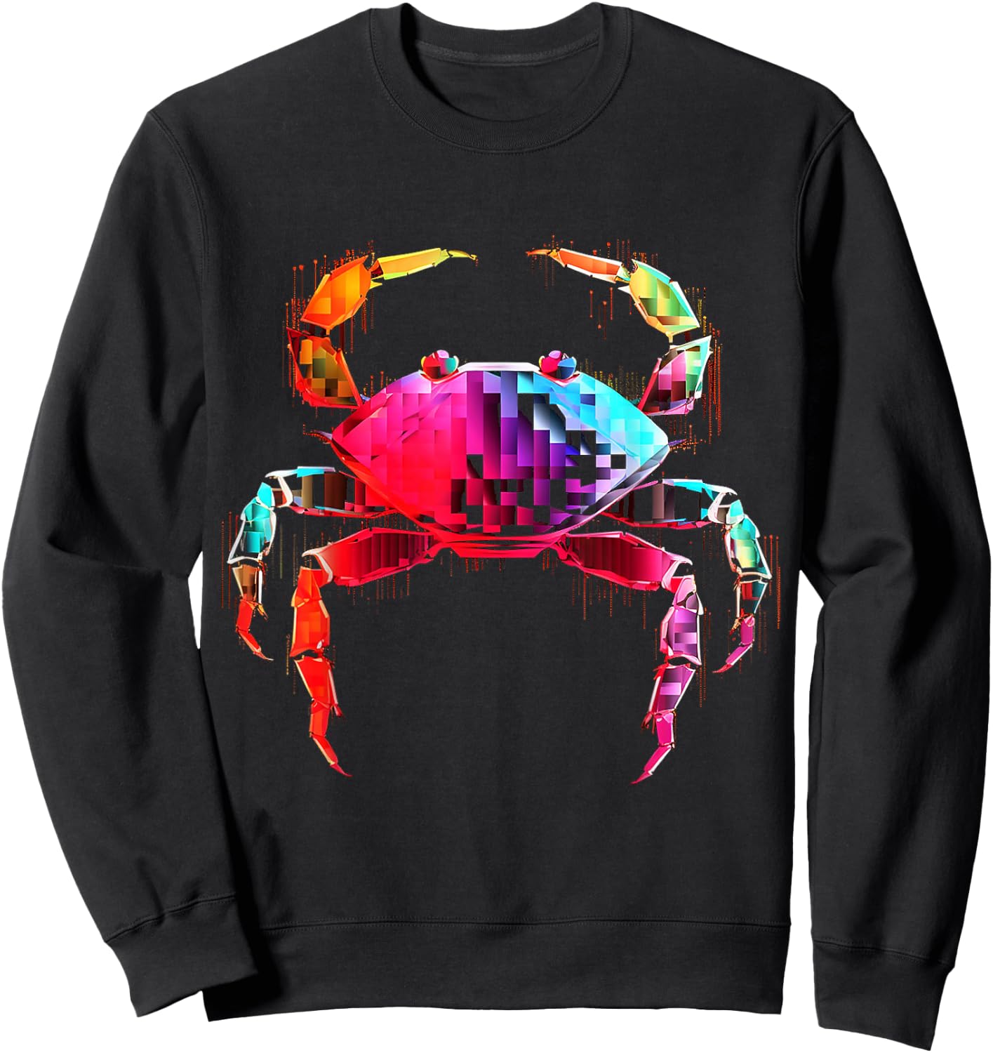Crab Colorful Geometric Animal Art Graphic Motif Crab Sweatshirt - Sweatshirt | Black