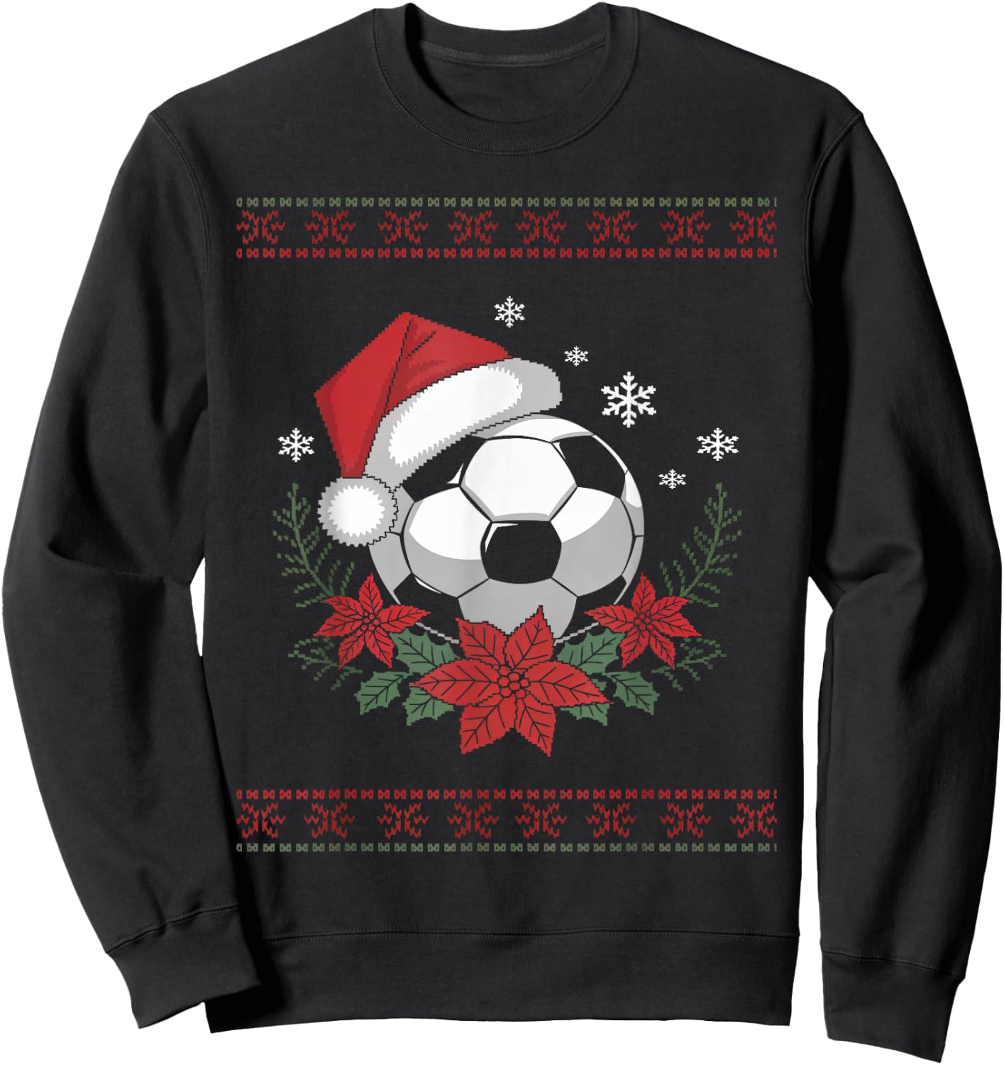 Christmas Santa Football Xmas Ugly Soccer Boys Kid Youth Sweatshirt - Sweatshirt | Black
