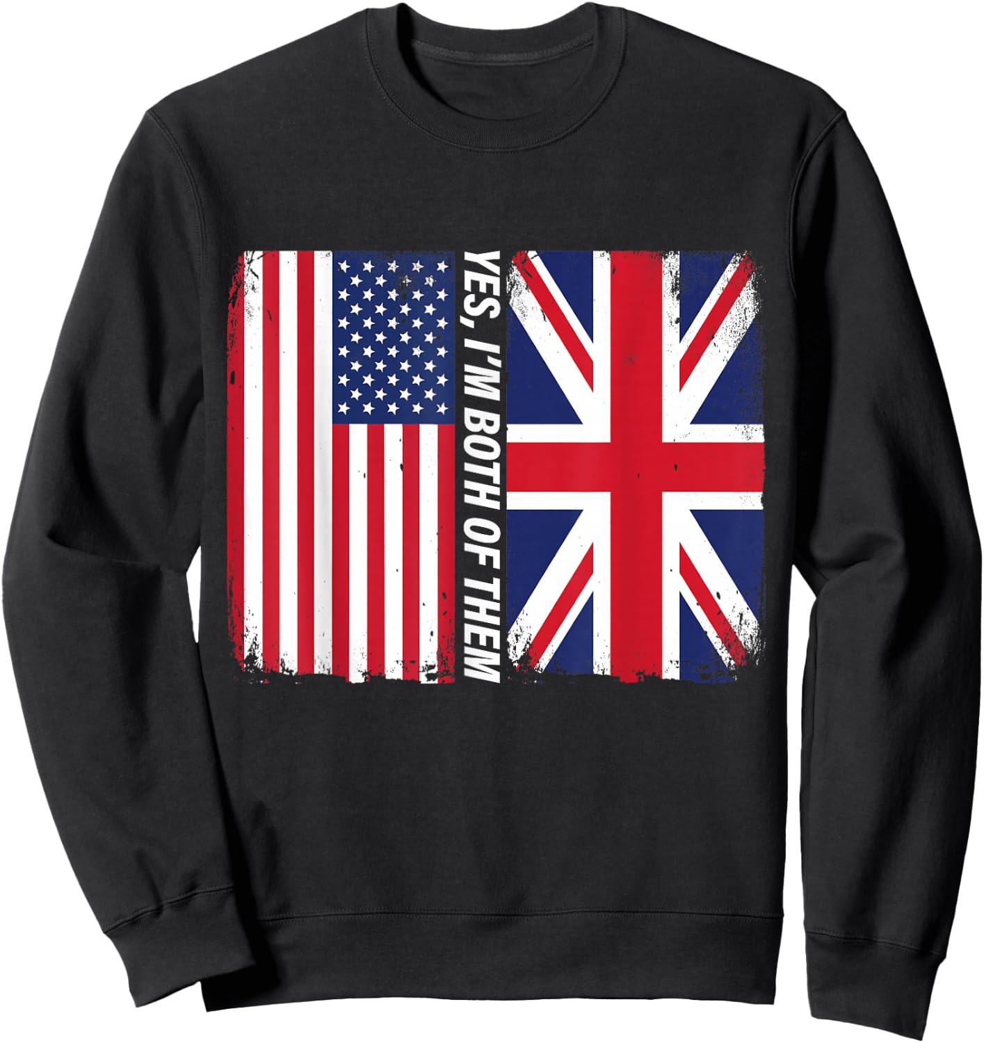 Half American Half British USA UK Flag Heritage Design Sweatshirt - Sweatshirt | Black