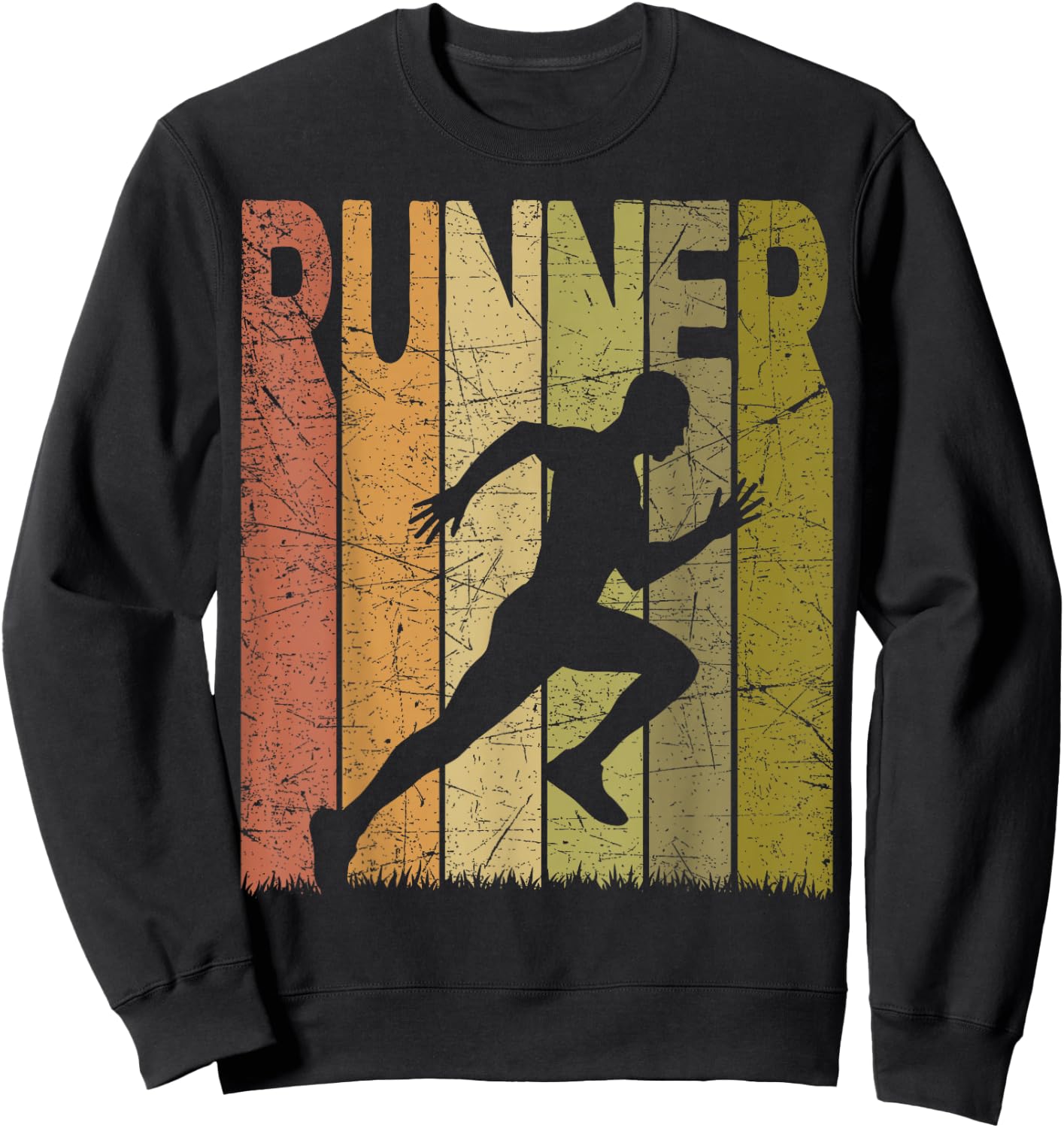 Runner Vintage Running Retro Jogger Running Lover Sweatshirt - Sweatshirt | Black
