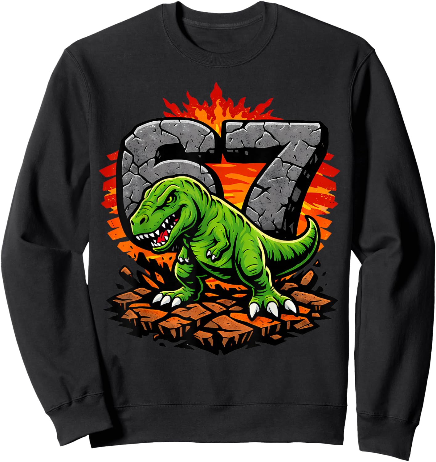 Six Seven 67 T-Rex Dinosaur Sweatshirt - Sweatshirt | Black