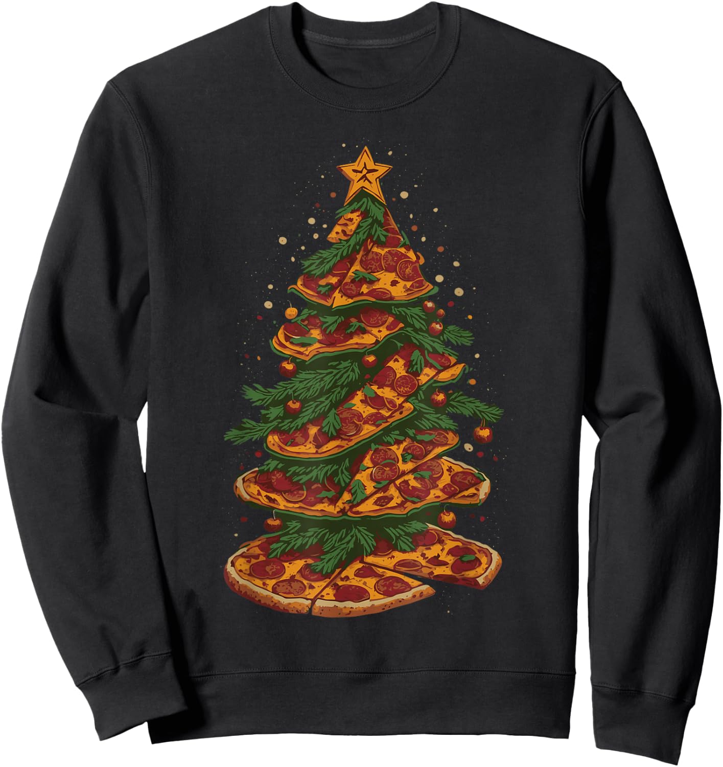 Funny Pizza Christmas Tree Pizza Lover Xmas Kids Sweatshirt - Sweatshirt | Black