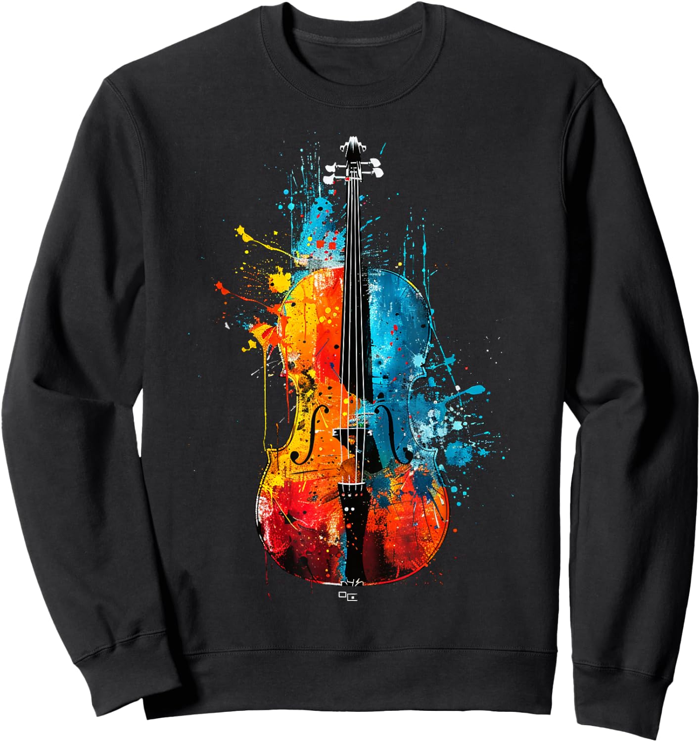 Colorful Artistic Cello Pop Art Painted , Black, S Sweatshirt - Sweatshirt | Black