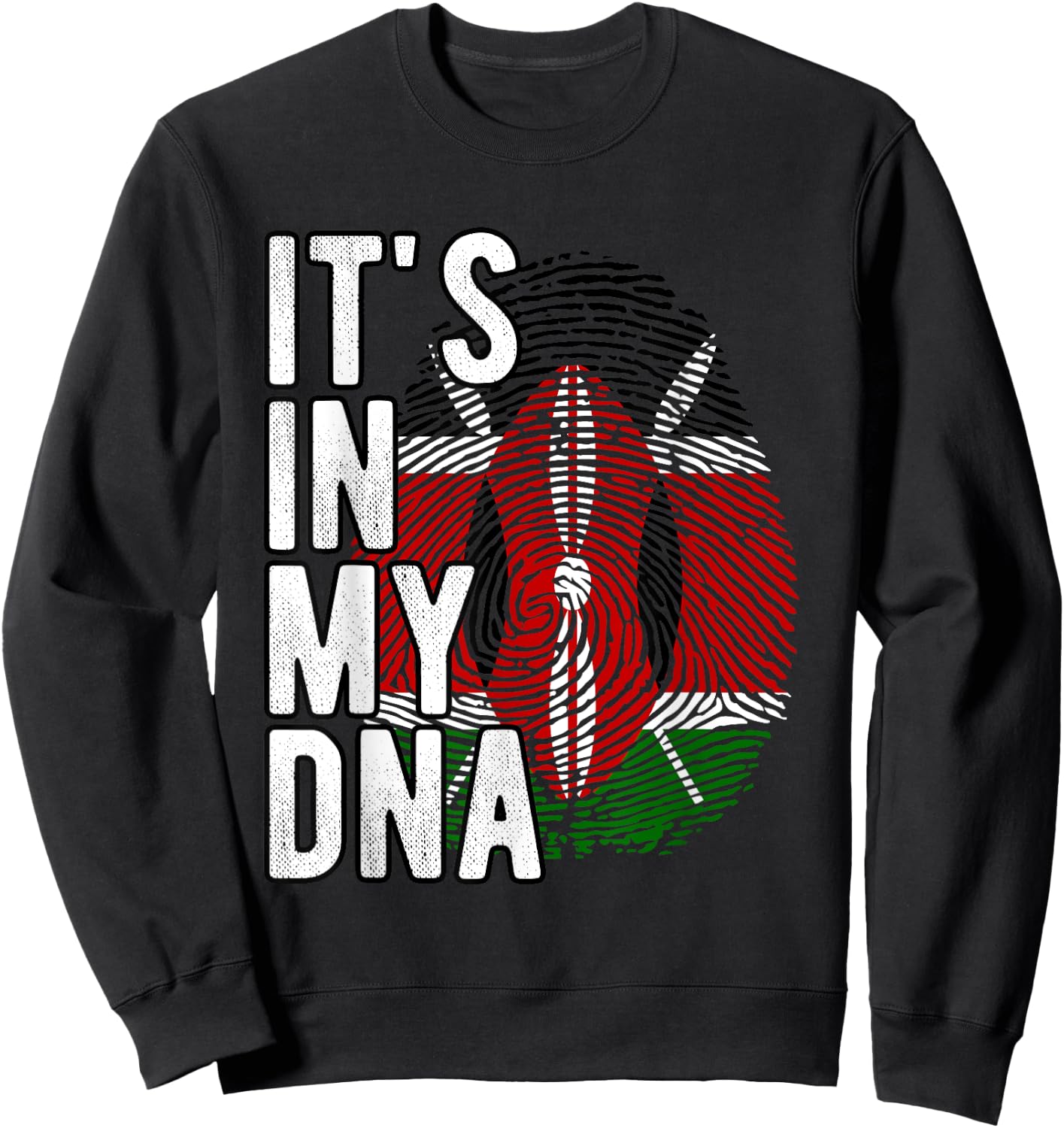 Funny It's In My DNA Fingerprint Flag Of Kenya Sweatshirt - Sweatshirt | Black