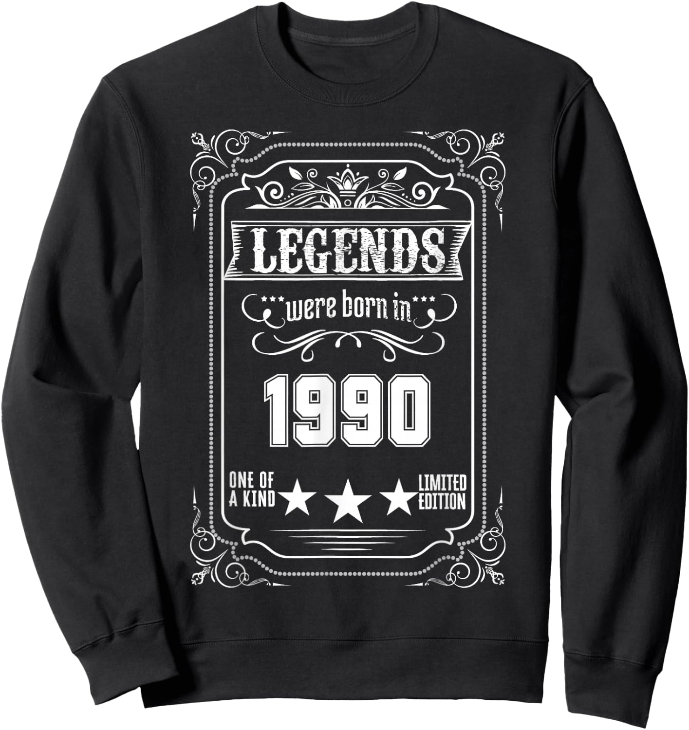 35th Birthday Vintage Legends Born In 1990 35 Years Old Sweatshirt - Sweatshirt | Black