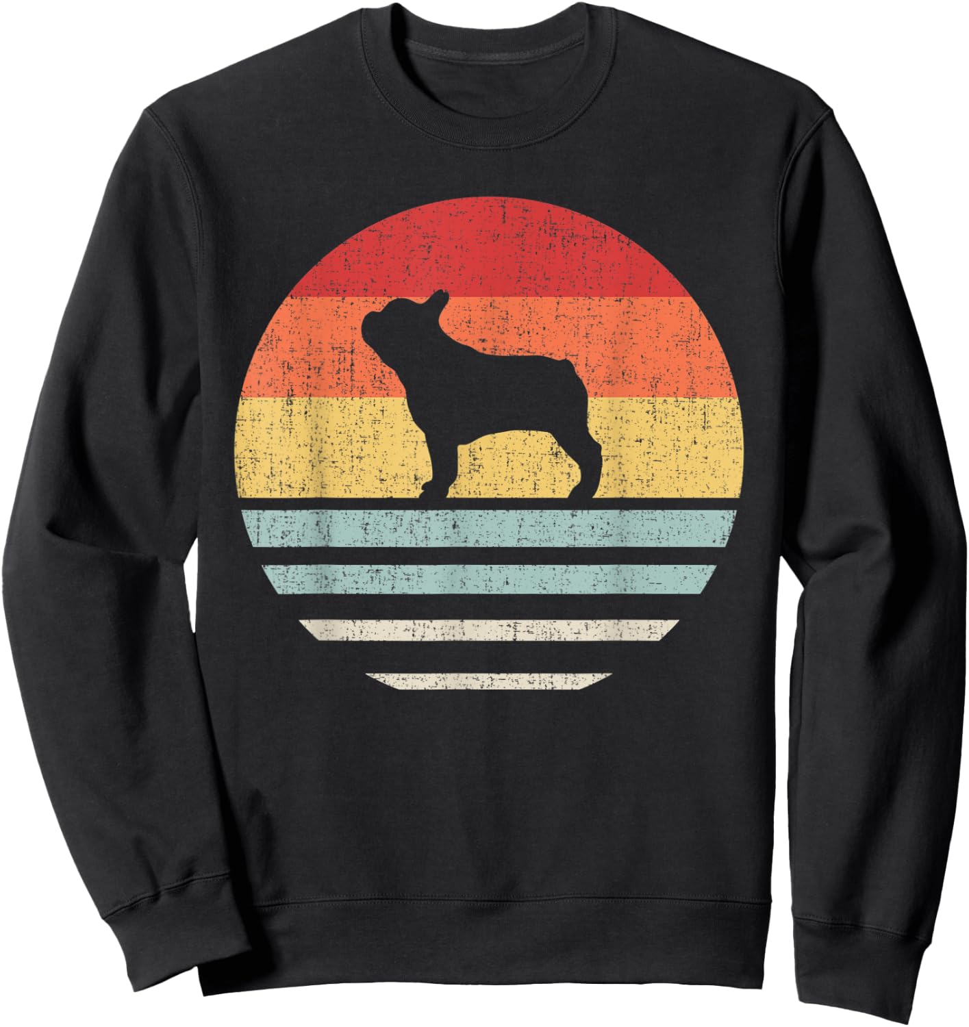 Vintage Retro French Bulldog Dog Mom Dad Gift Cute Dog Lover Men Women Kids Sweatshirt - Sweatshirt | Black