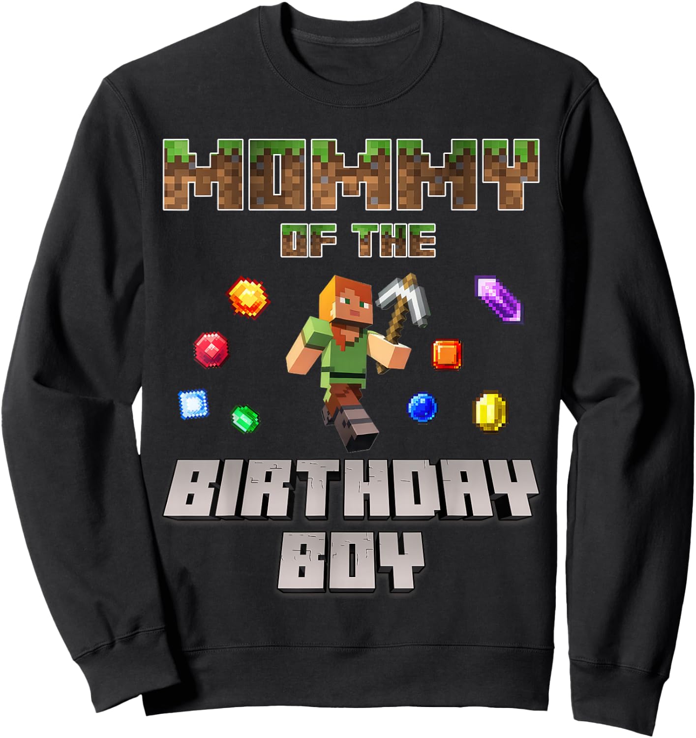 Mommy Of The Birthday Boy Video Gamer Pixel Number Sweatshirt - Sweatshirt | Black