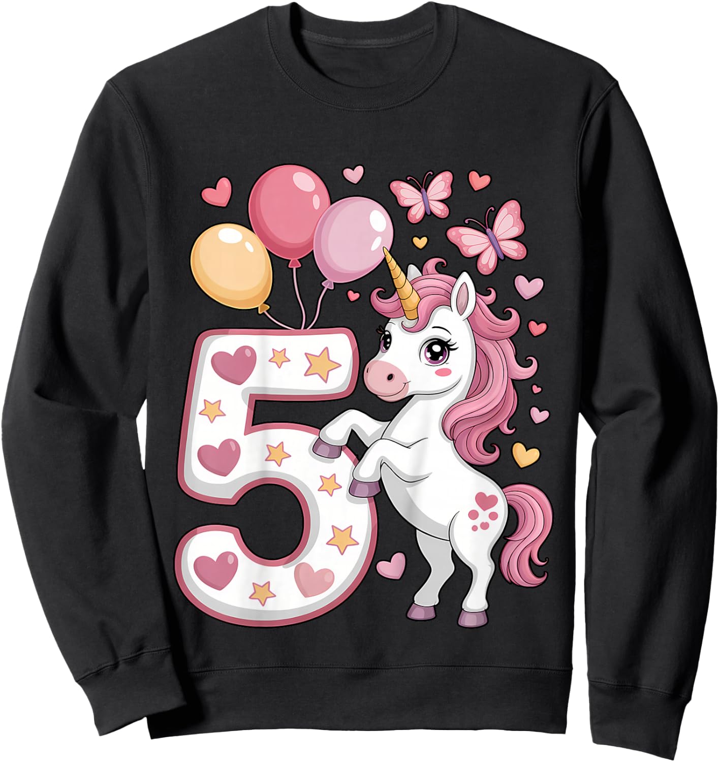 Einhorn 5. Geburtstag Mädchen Alter 5 Pferd I Am 5 Jahre alt Kinder Sweatshirt - Sweatshirt | Black