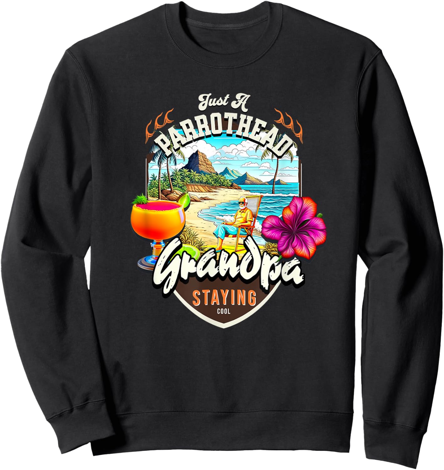 Parrothead Grandpa Sweatshirt - Sweatshirt | Black
