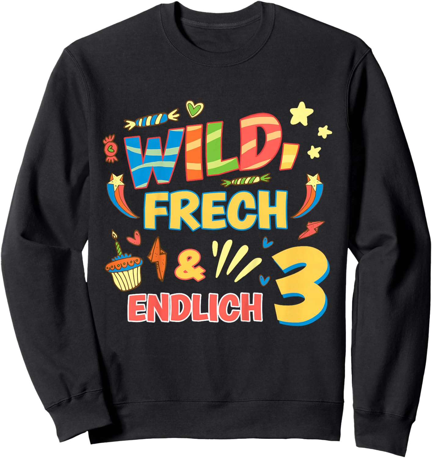 Children's Wild Cheeky and Finally 3 Years Birthday Shirt Birthday , black Sweatshirt - Sweatshirt | Black