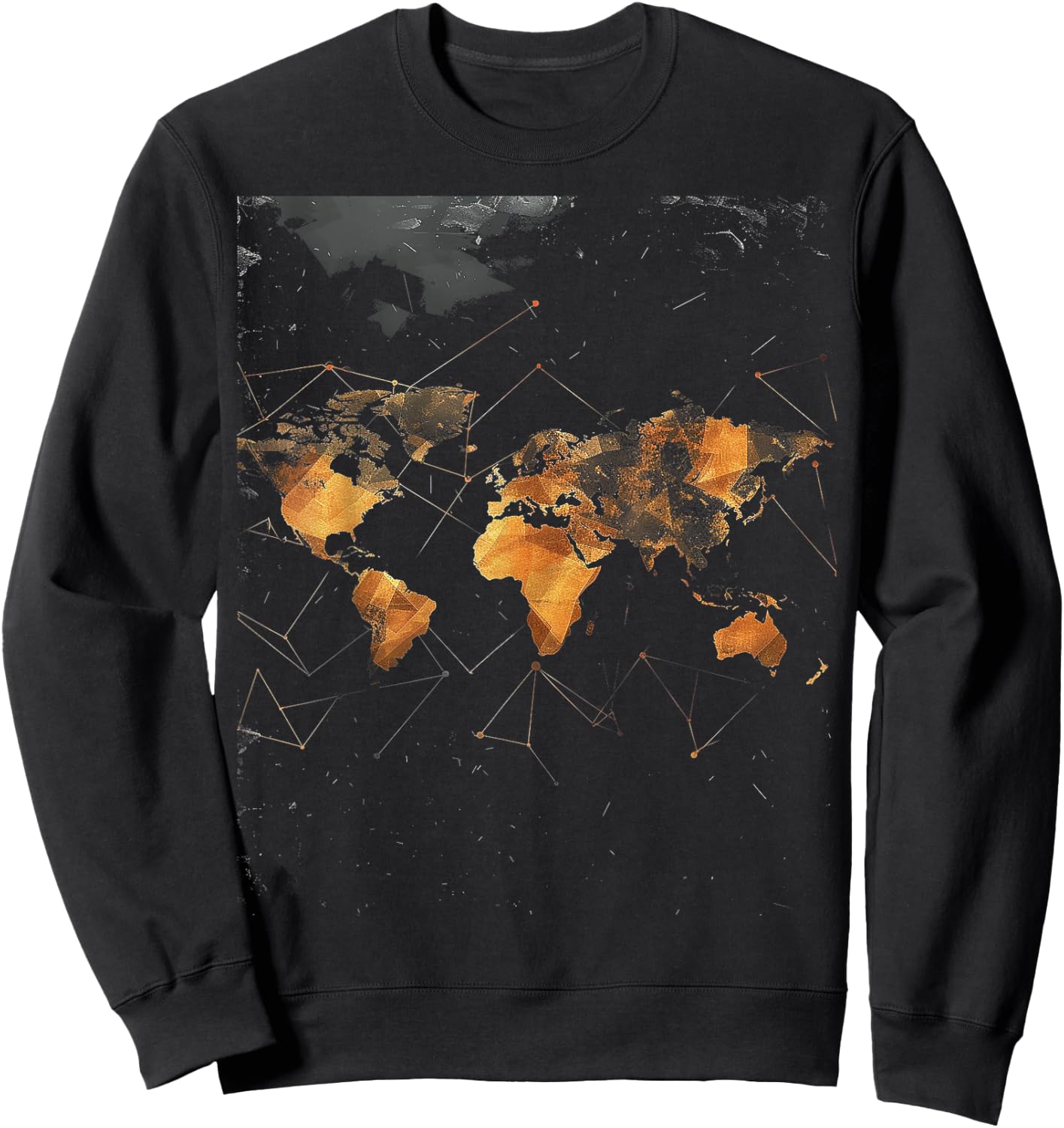 Geometric World Map Sweatshirt - Sweatshirt | Black