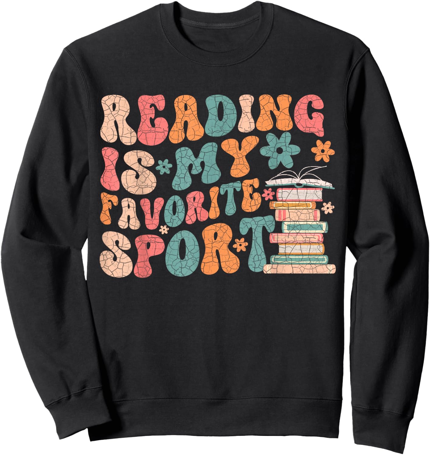 Funny Reading Is My Favorite Sport Retro Groovy Book Lovers Sweatshirt - Sweatshirt | Black