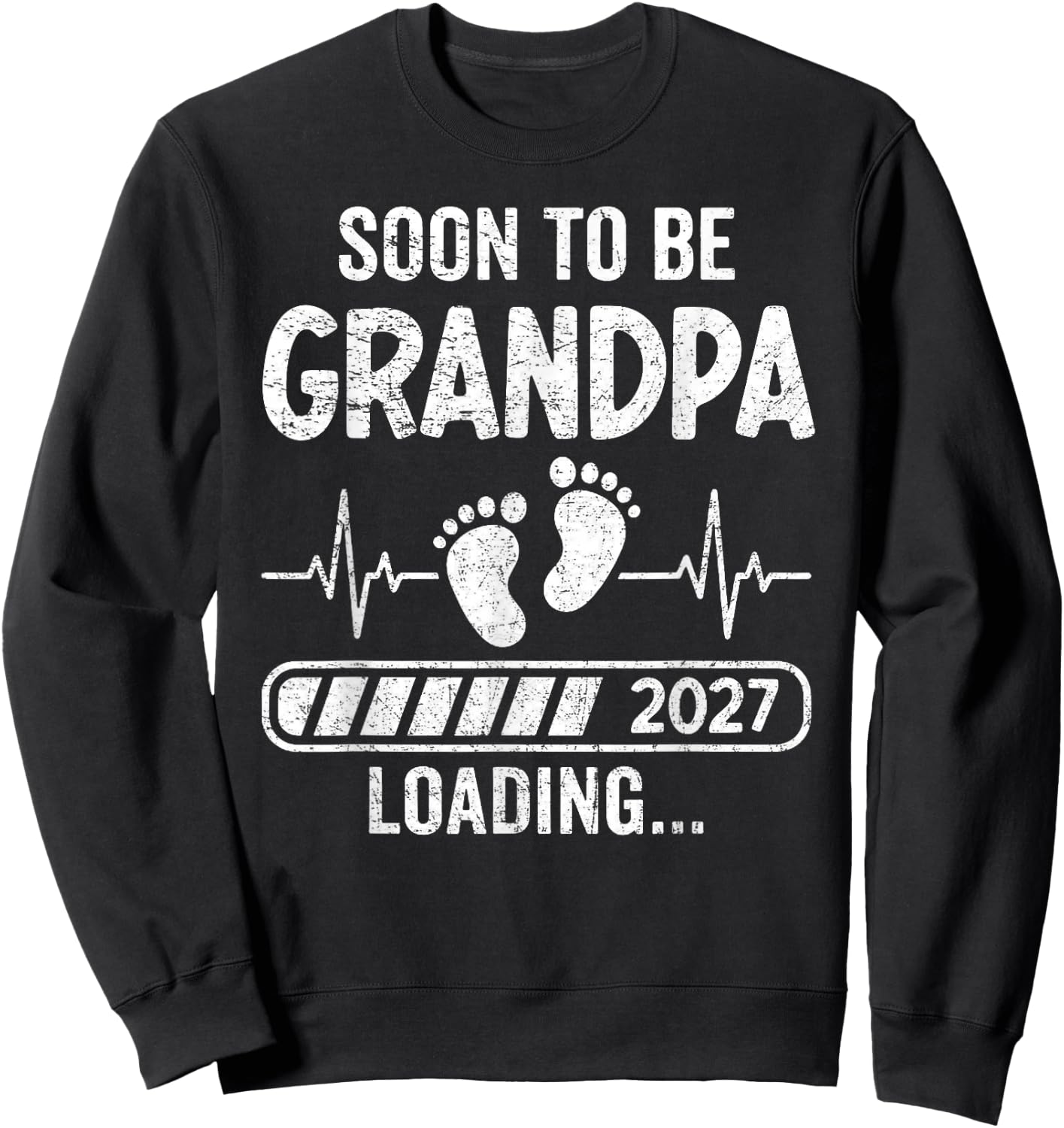 Retro Soon to Be Grandpa 2027 Loading Pregnancy Announcement Sweatshirt - Sweatshirt | Black