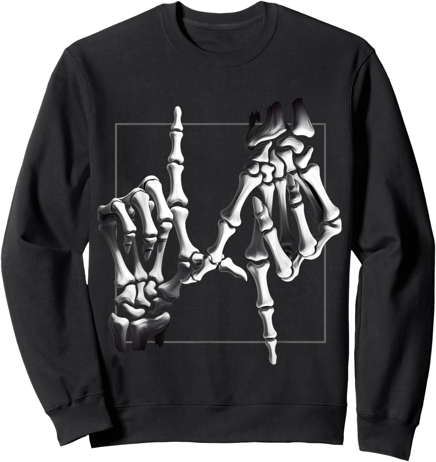Skeleton Hand Rock On Sign for Halloween Party Sweatshirt - Sweatshirt | Black