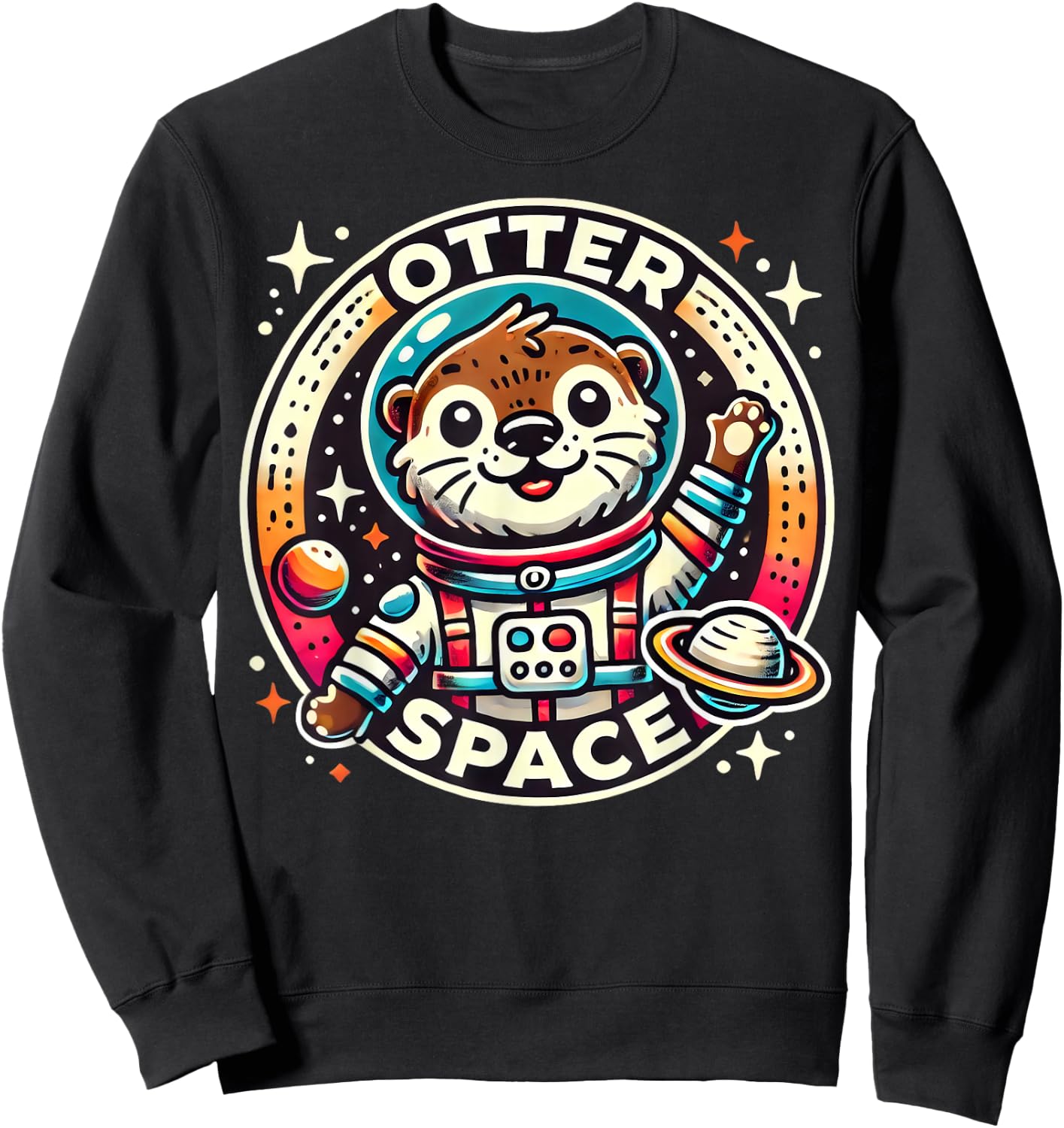 Otter Space Funny Animals Cute Otters Silly Pun Sweatshirt - Sweatshirt | Black