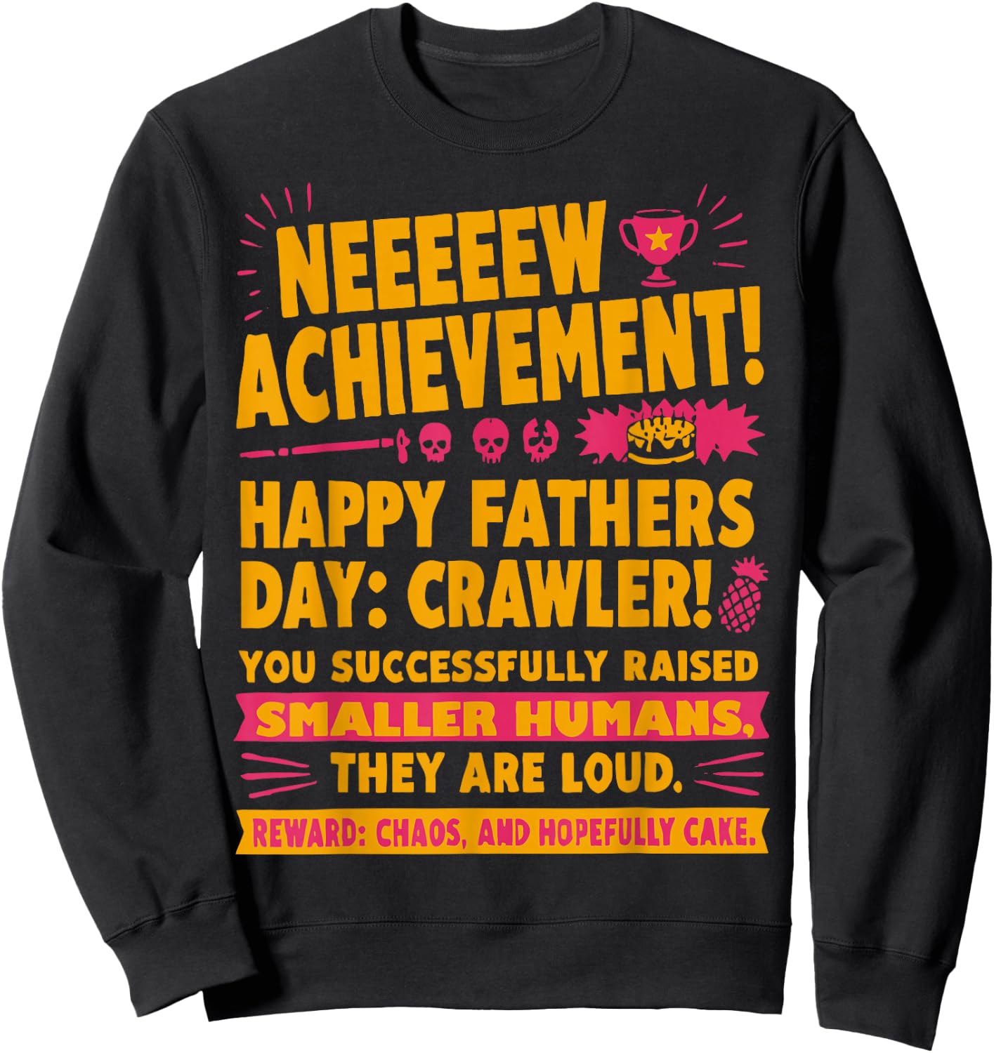 New Achievement Happy Fathers Day Crawler Gamer Dad USA Sweatshirt - Sweatshirt | Black