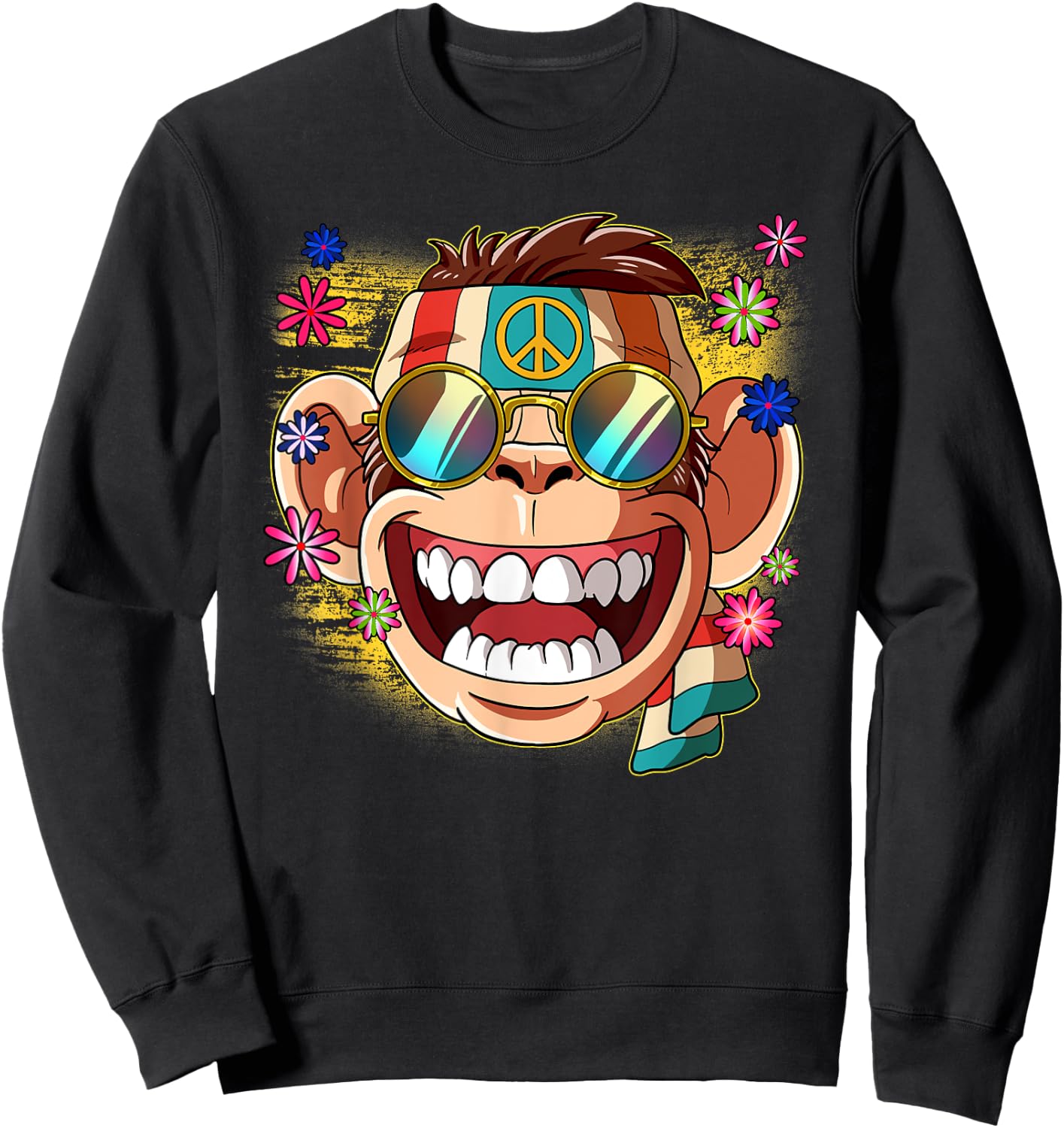 60s 70s Costume Groovy Hippie , black Sweatshirt - Sweatshirt | Black