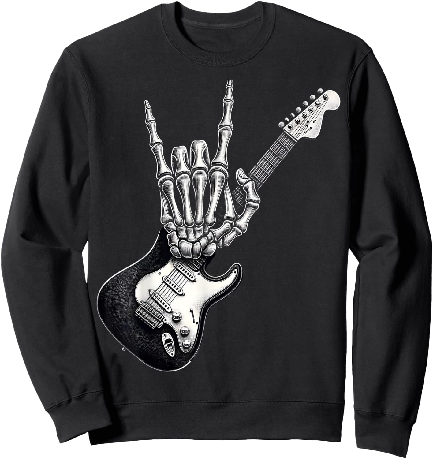 Old Rock On Skeleton Hand Cool Style Rock , Black, S Sweatshirt - Sweatshirt | Black
