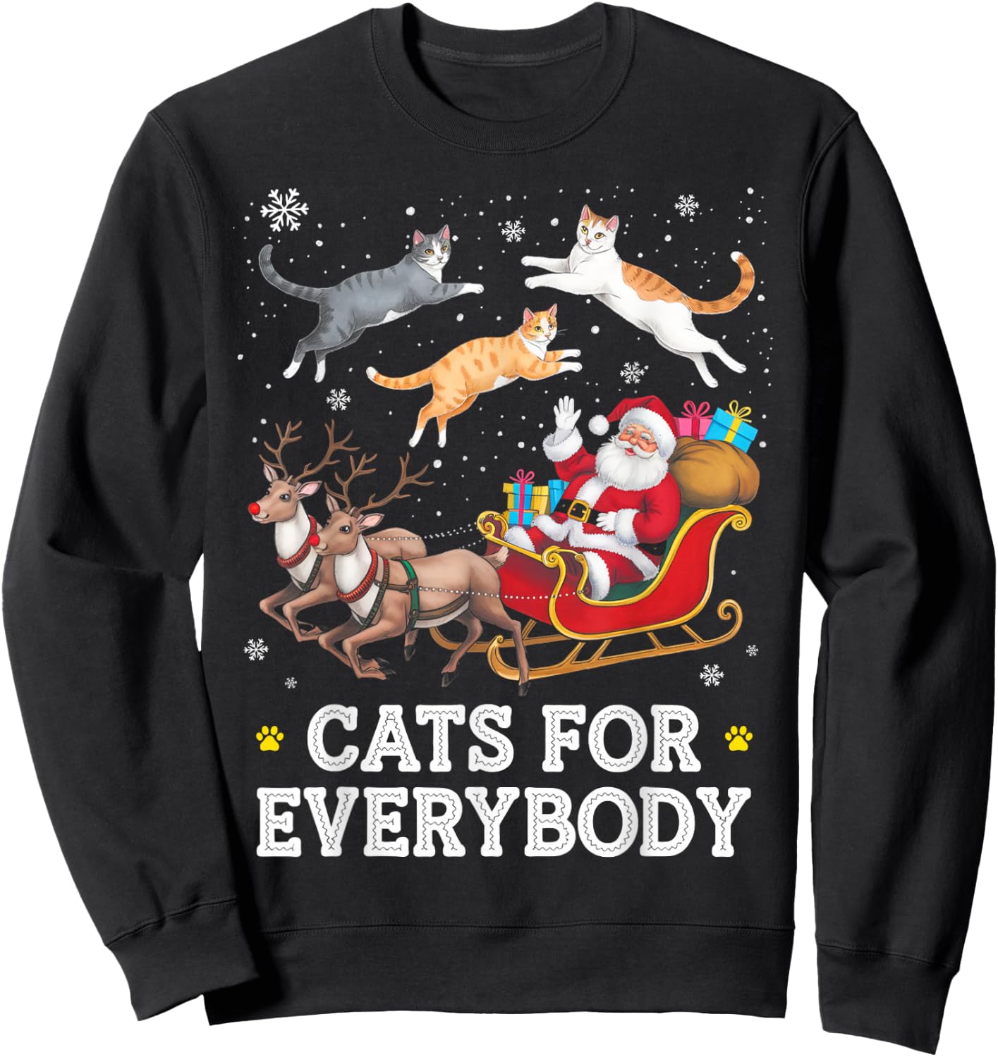 Cats for Everybody Christmas Funny Santa Cat Lover Xmas Sweatshirt - Sweatshirt | Black