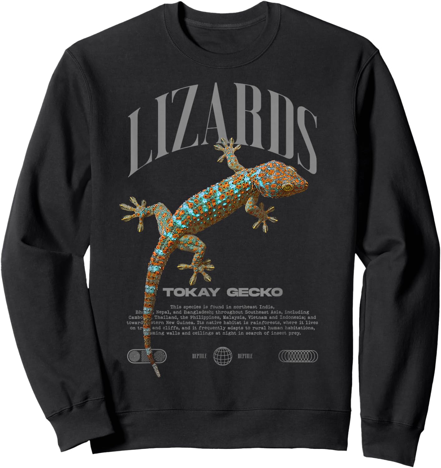 Tokay Gecko Modern Reptile Keeper Streetwear Sweatshirt - Sweatshirt | Black