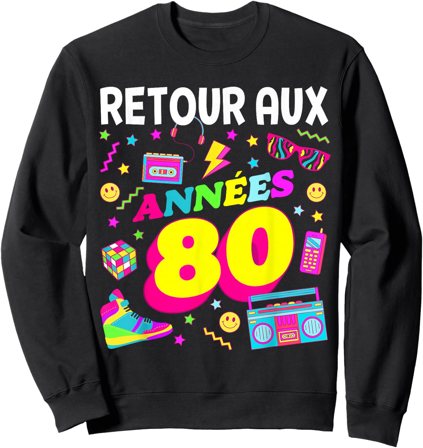 Party 80s Birthday Party 80s Retro Style , Black, S Sweatshirt - Sweatshirt | Black