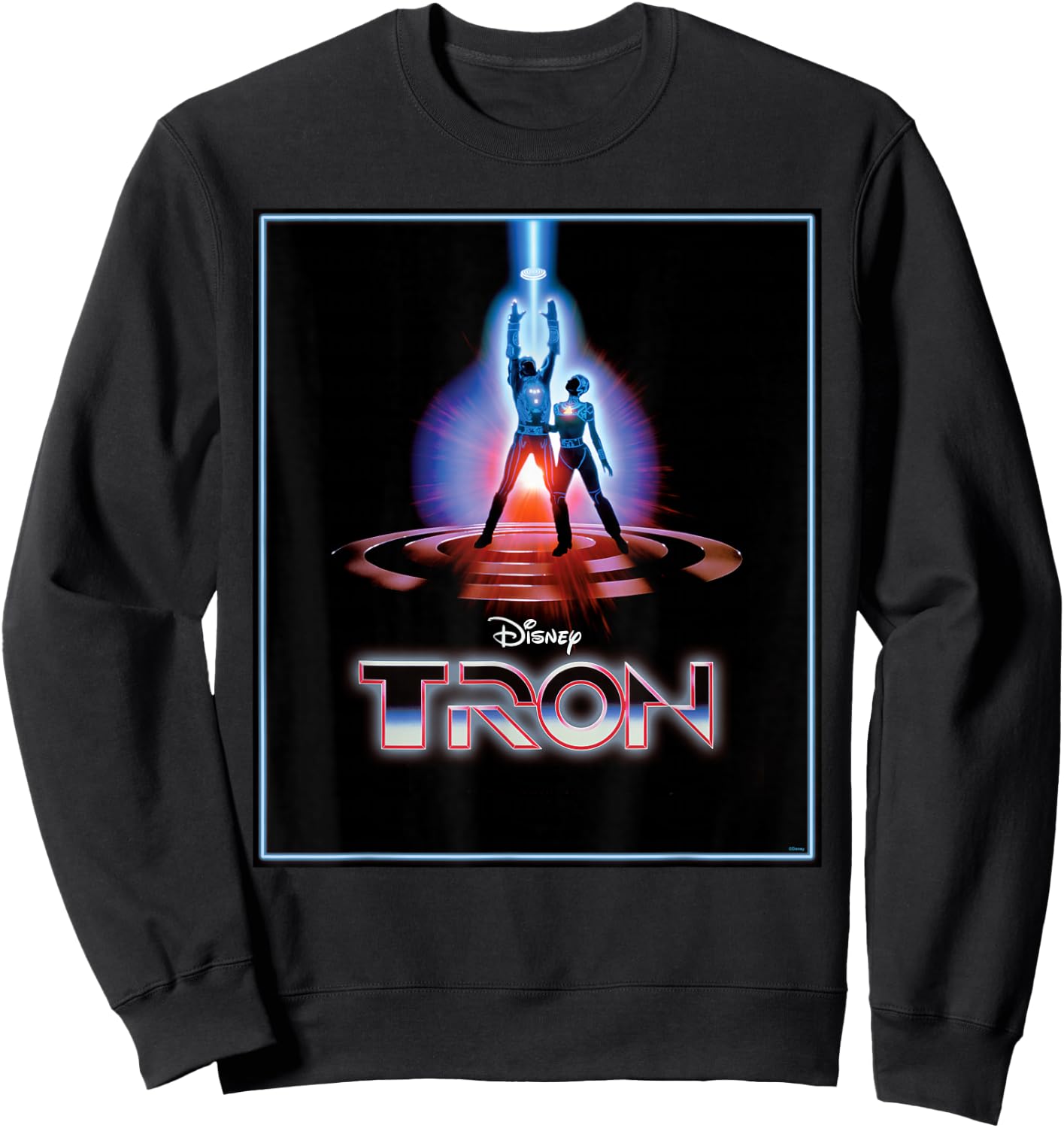 Disney TRON Official 1982 Original Movie Poster Art and Logo , black Sweatshirt - Sweatshirt | Black
