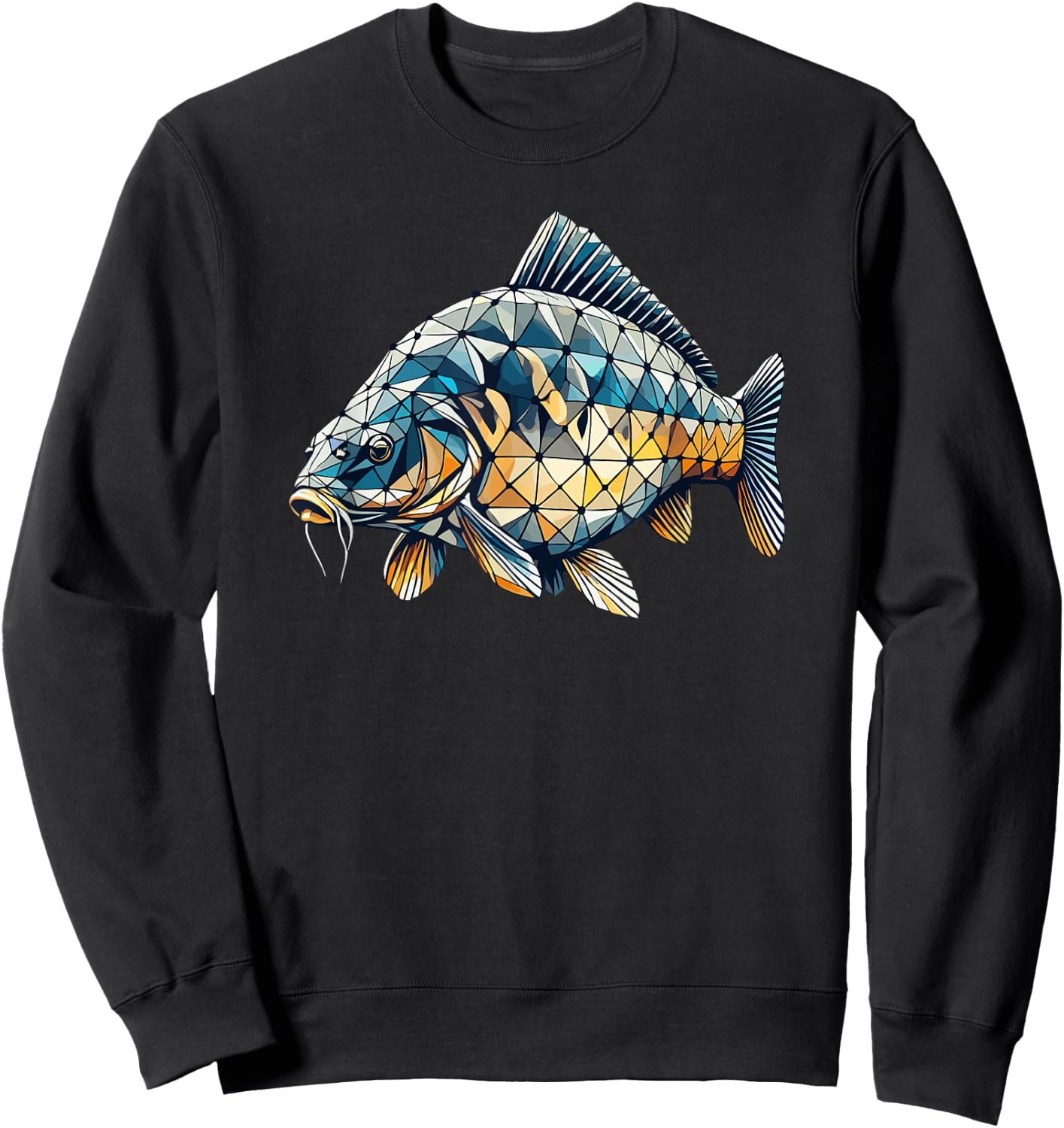 Geometric Art Fishing Carp Fisherman Carps Sweatshirt - Sweatshirt | Black