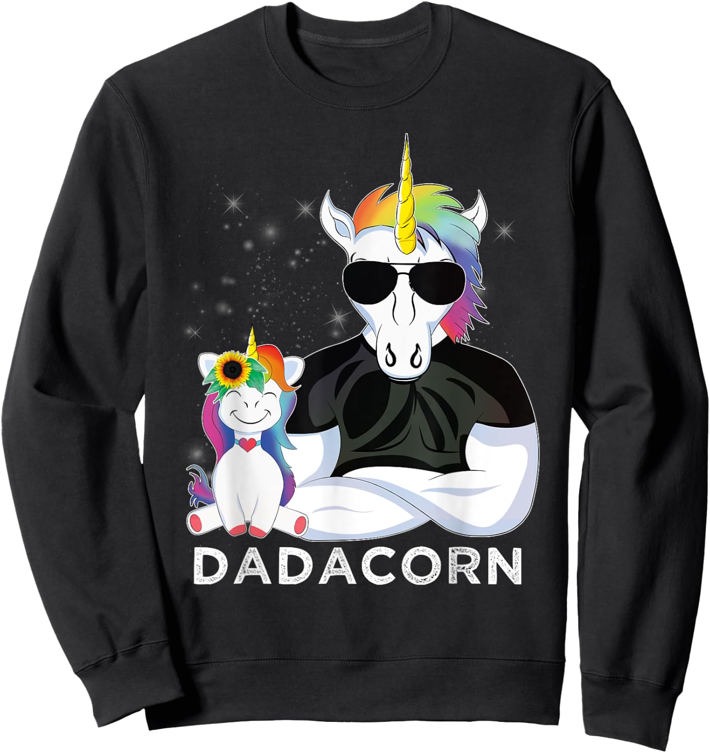 Dadacorn Muscle Unicorn A Father Daughter Funny Design Sweatshirt - Sweatshirt | Black