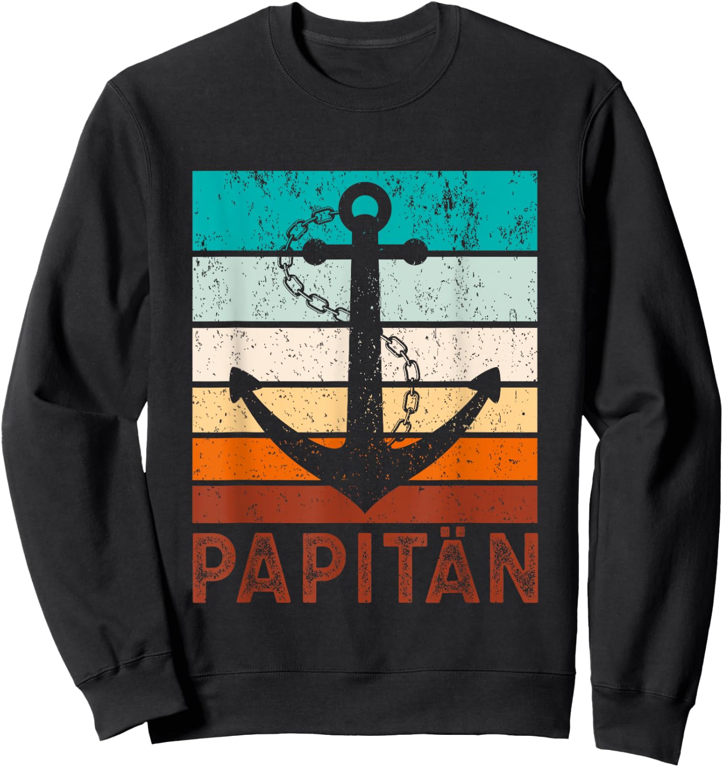 Retro Kapitän Anker Papitän Vater Super Papa Vatertag Sweatshirt - Sweatshirt | Black