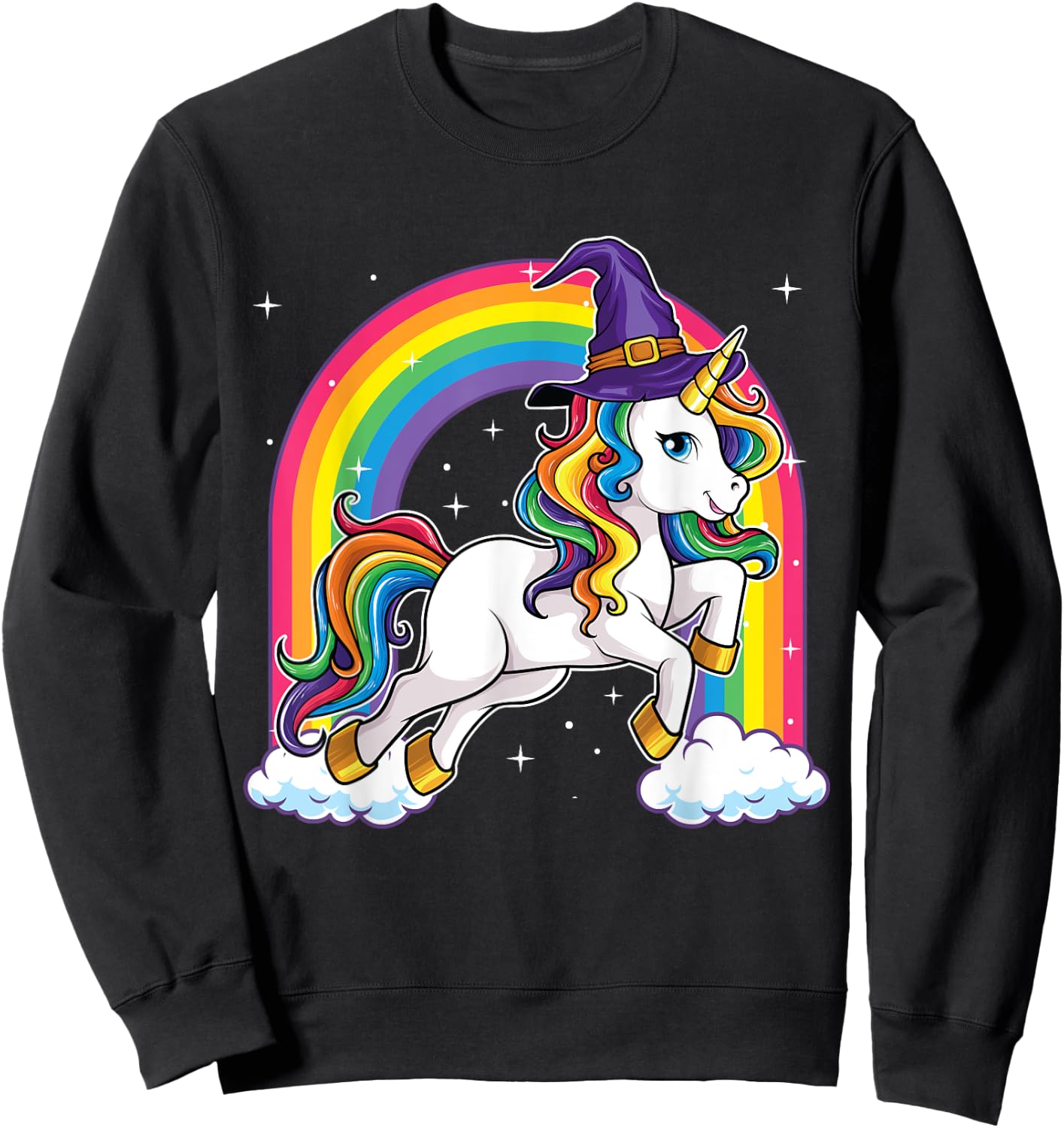 Unicorn Halloween Shirt for Girls Kids Women Witch Sweatshirt - Sweatshirt | Black