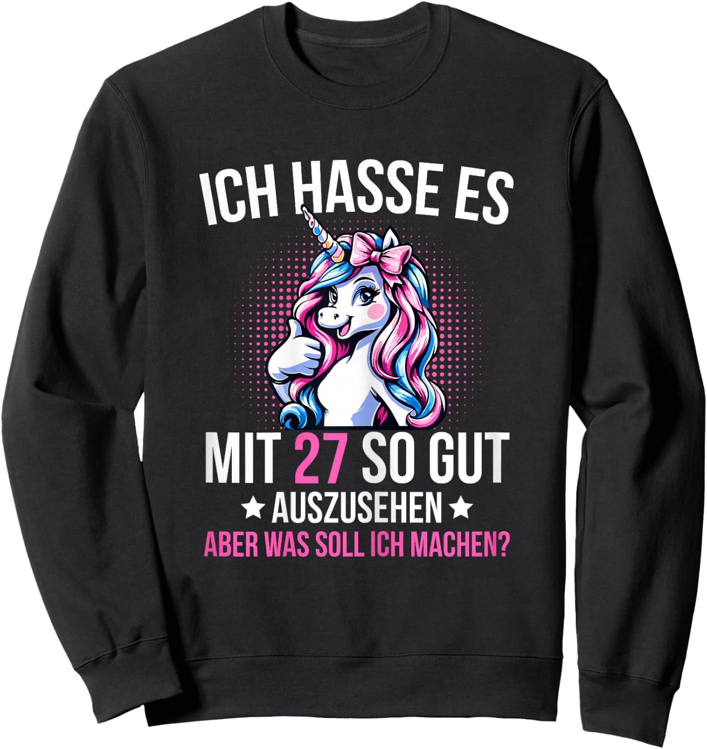 27th Birthday Woman 27 Years Unicorn Decorative , black Sweatshirt - Sweatshirt | Black