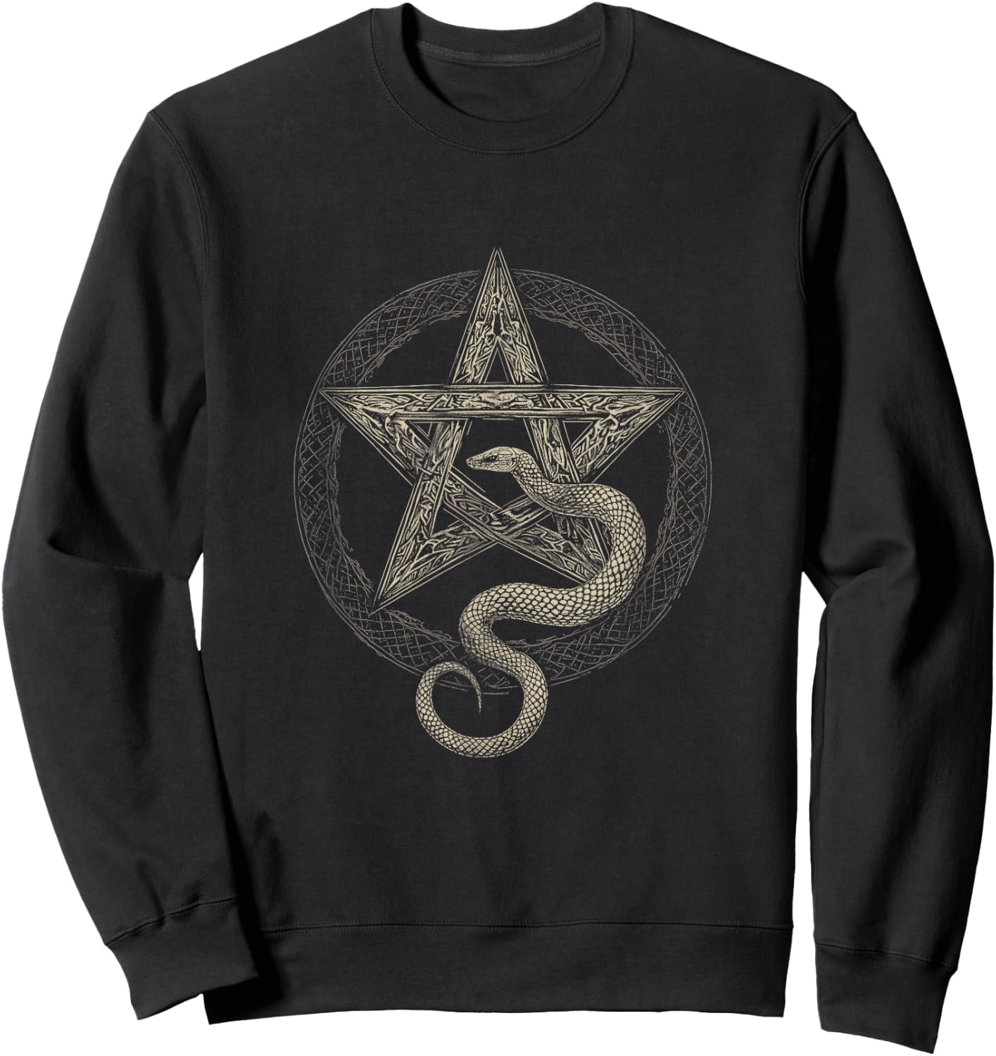 Mystical Snake with Pentagram Sweatshirt - Sweatshirt | Black