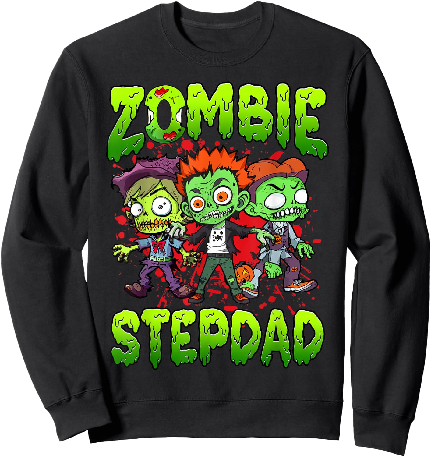 Zombie Stepdad Halloween Costume Family Matching Sweatshirt - Sweatshirt | Black