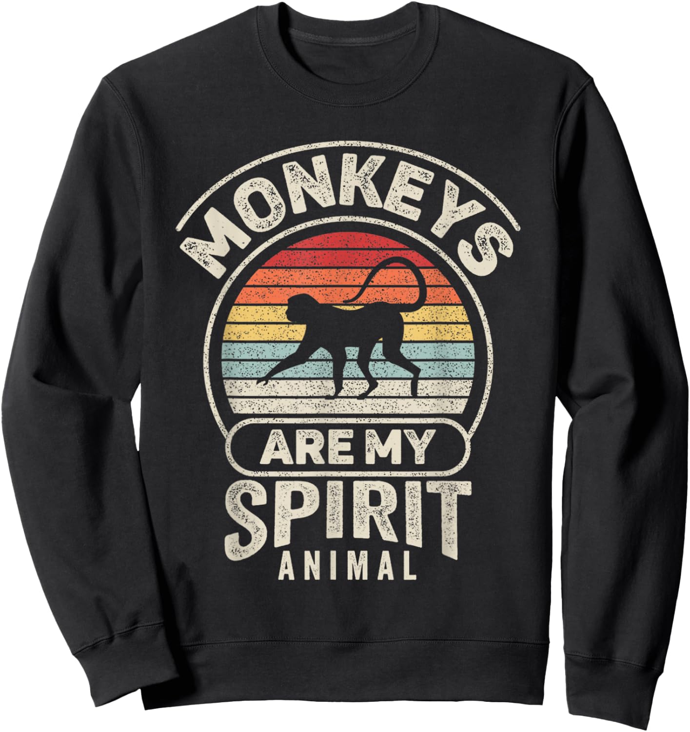 Retro Monkeys Are My Spirit Animal Monkey Lover Sweatshirt - Sweatshirt | Black