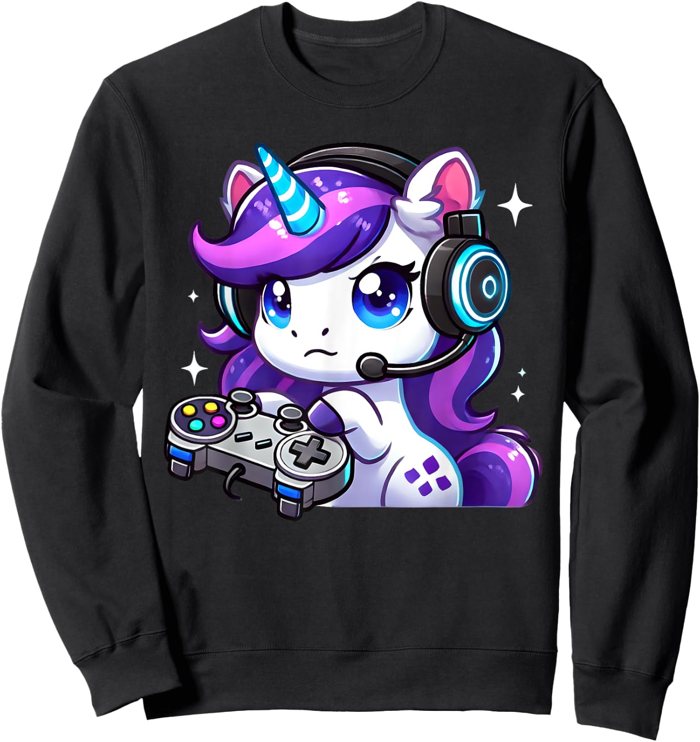Toddler Boys Cute Unicorn Playing Video Games for Gamers Sweatshirt - Sweatshirt | Black