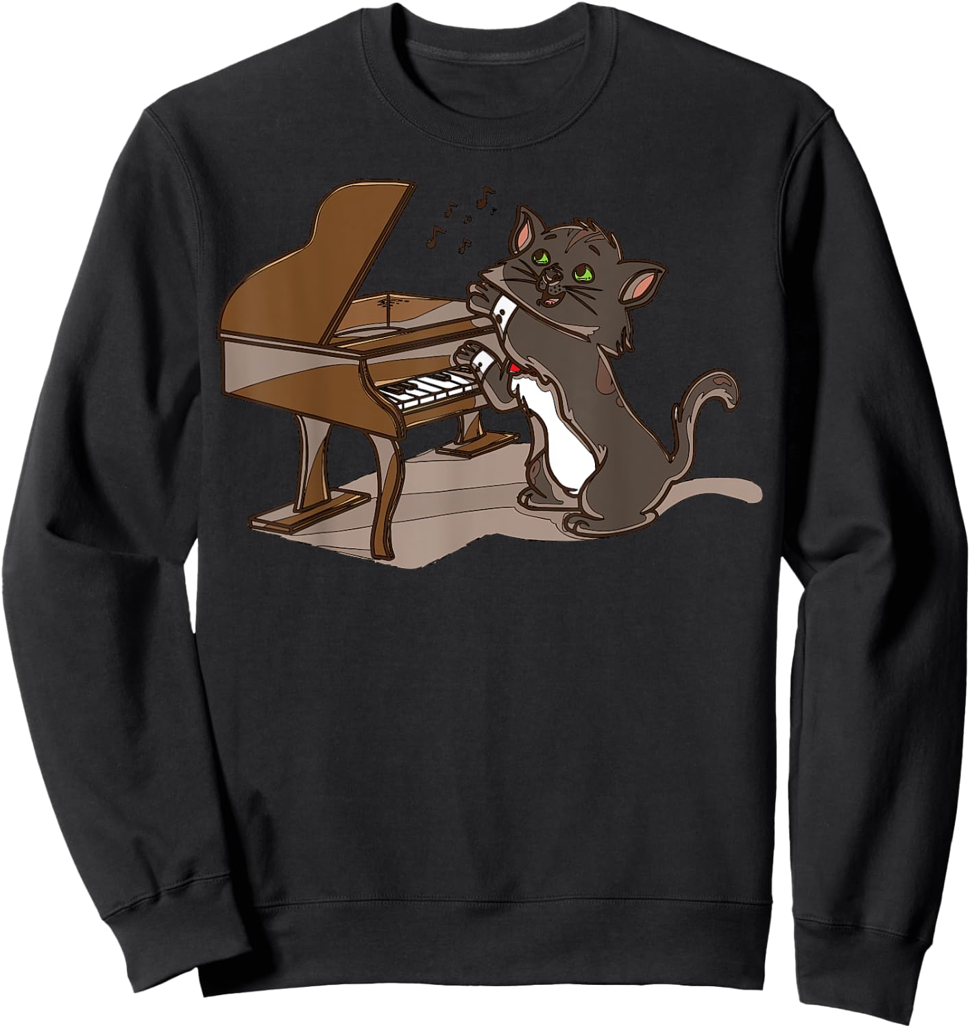 Cartoon Mouse Playing Piano Cute Illustration For Kids Sweatshirt - Sweatshirt | Black