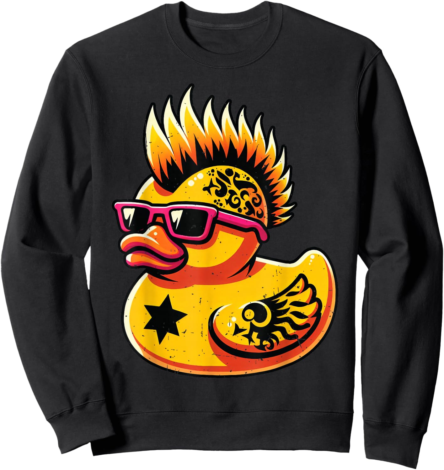Mohawk Rubber Duck Punk Rocker Toddler Boys Kid Men Sweatshirt - Sweatshirt | Black