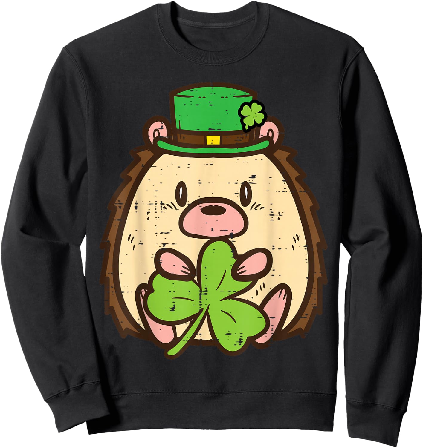 St Patricks Day Hedgehog Saint Pattys Boys Girls Kid Toddler Sweatshirt - Sweatshirt | Black