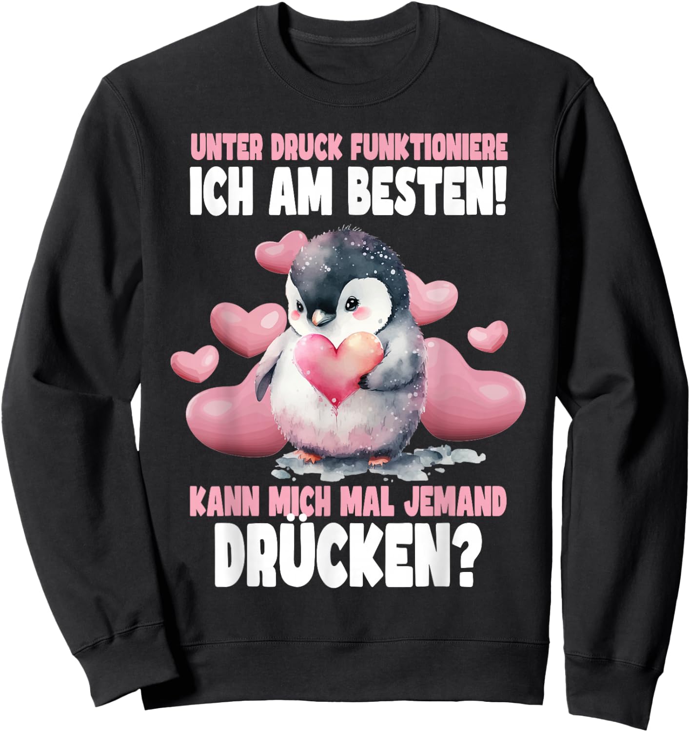 Pinguin Pinguine für Kinder, Damen & Mädchen in Schwarz, Größe S, , Kurzarm, Klassisch geschnitten, Hochwertige Verarbeitung, Pinguin Theme, Weihnachten, Geburtstag Sweatshirt - Sweatshirt | Black