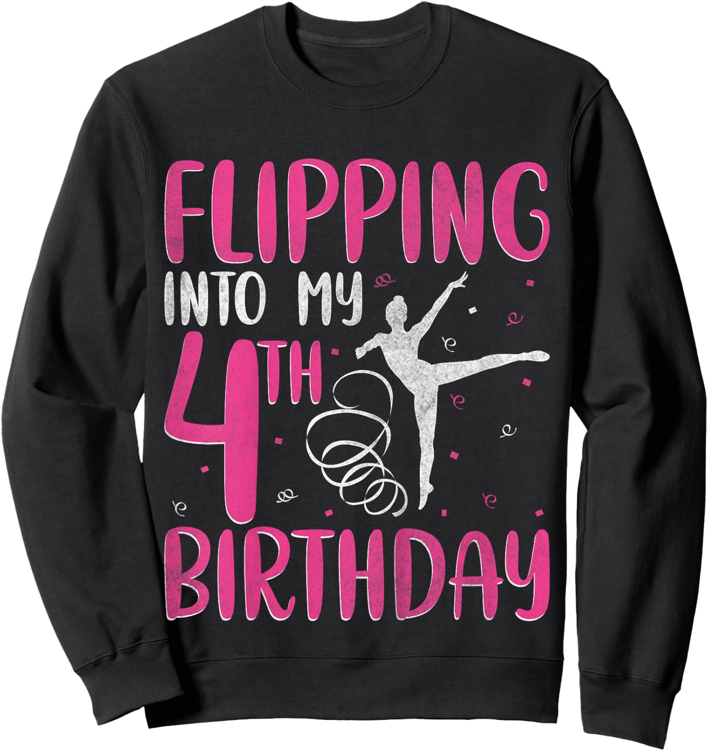 Gymnast Flipping Into 4th Birthday Gymnastics 4 Years Old Sweatshirt - Sweatshirt | Black