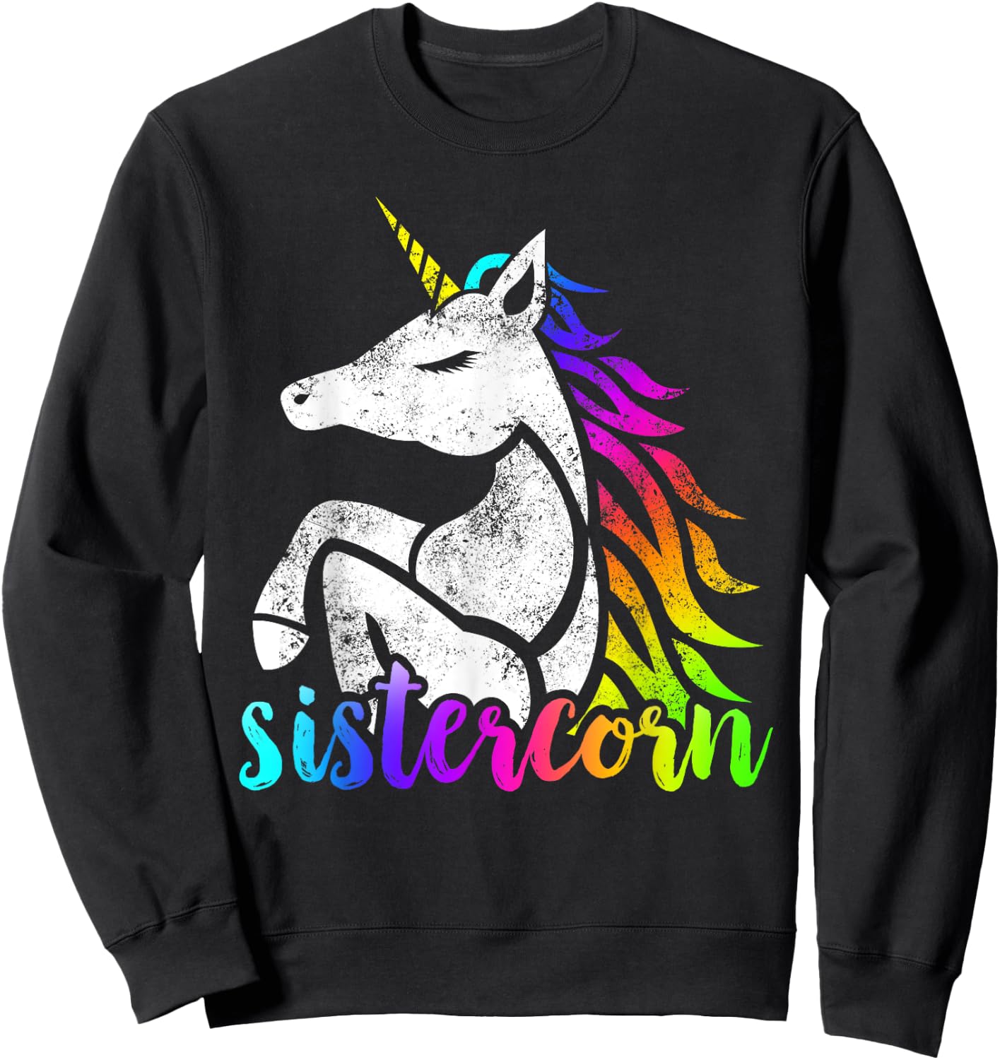 Sistercorn Unicorn Big Sister Girl Teen Women Christmas Gift Sweatshirt - Sweatshirt | Black