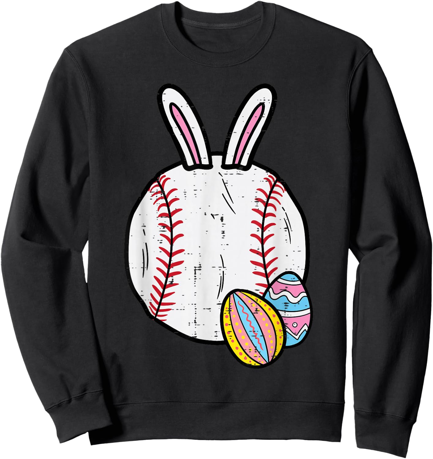Easter Baseball Bunny Sports Men Boys Kids Toddler Youth Sweatshirt - Sweatshirt | Black