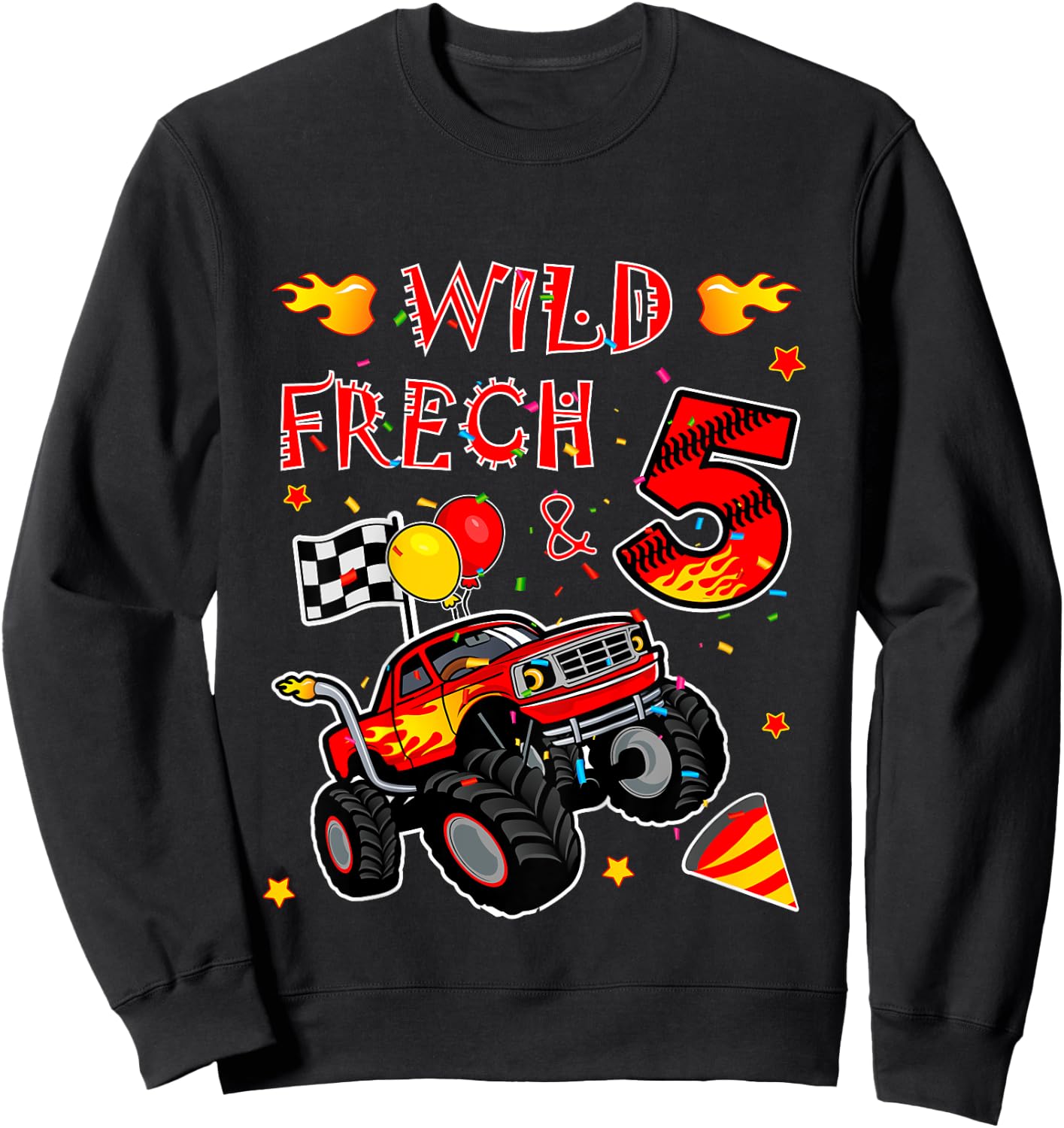 Geburtstag Monster Truck - Wild frech und Fünf - Junge 5 Sweatshirt - Sweatshirt | Black