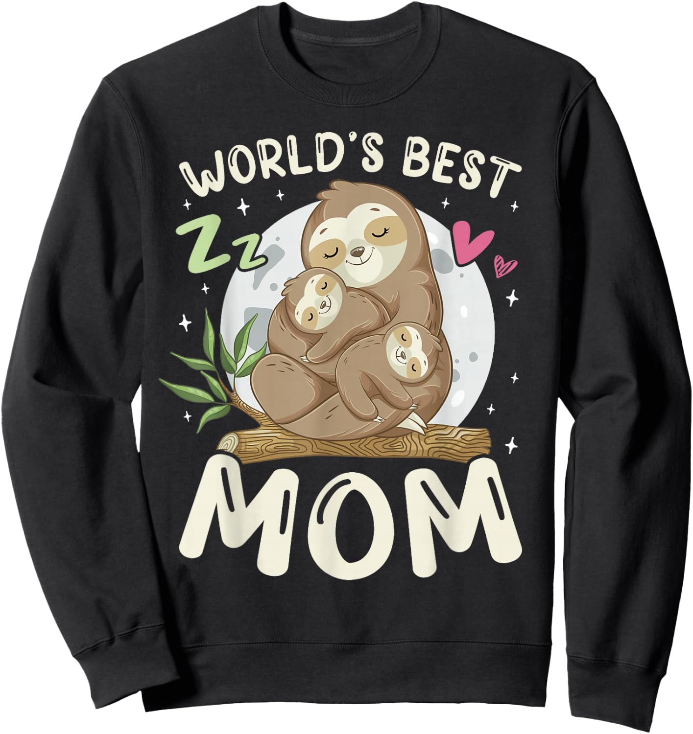 World's Best Mom, Sloths Family Sleep Top Mother's Day Sweatshirt - Sweatshirt | Black