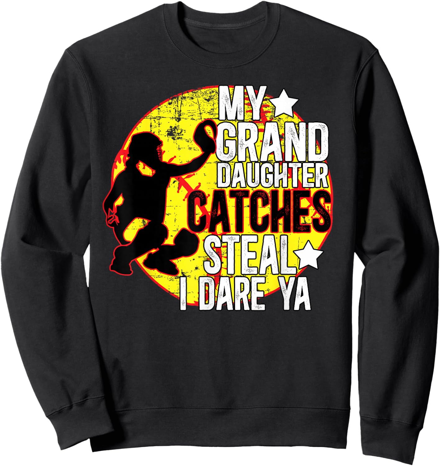 My Granddaughter Catches Softball Catcher Grandma Sweatshirt - Sweatshirt | Black