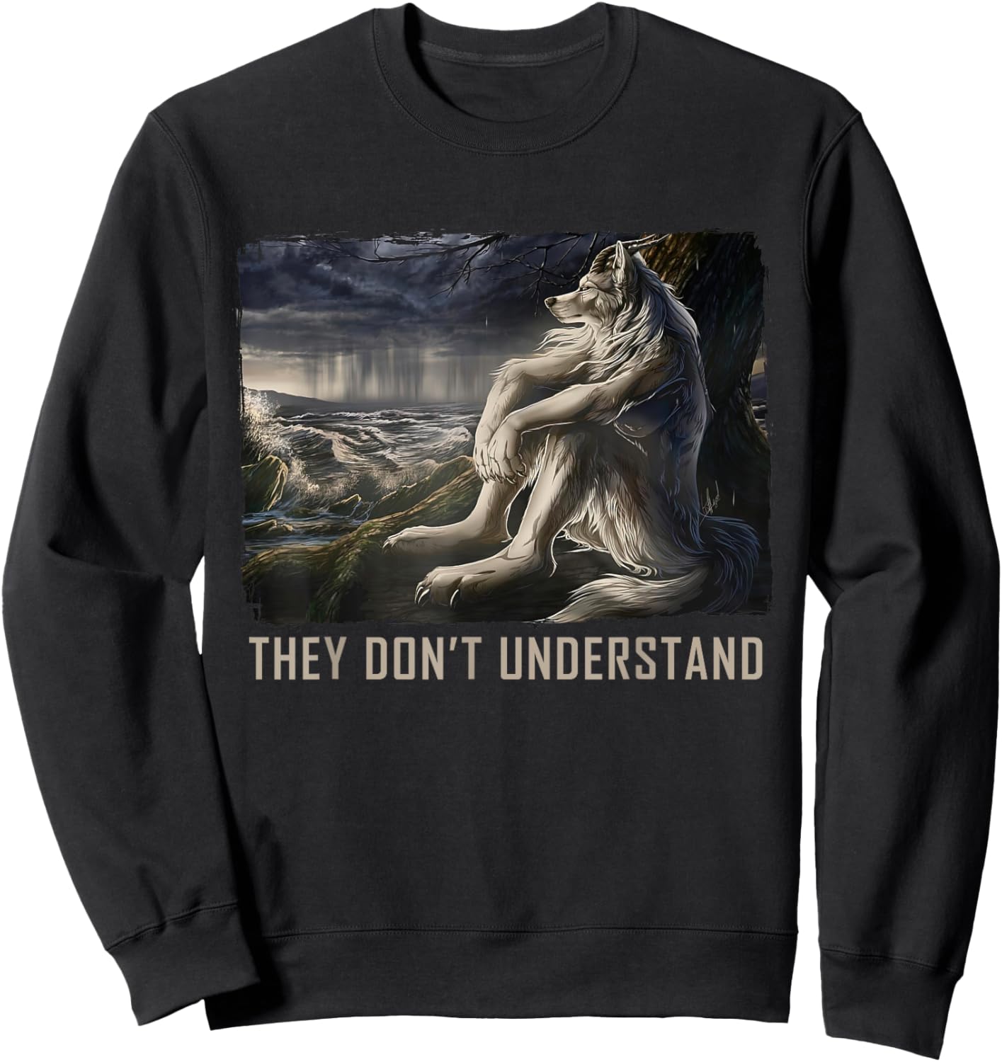 Werewolf Ripping Meme Alpha Wolf Werewolf Literally Me Sweatshirt - Sweatshirt | Black