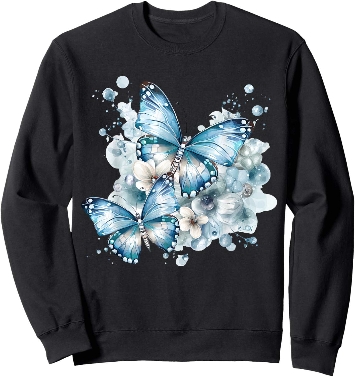 Schmetterlinge mit Blumen in blau Schmetterlinge für Damen Sweatshirt - Sweatshirt | Black