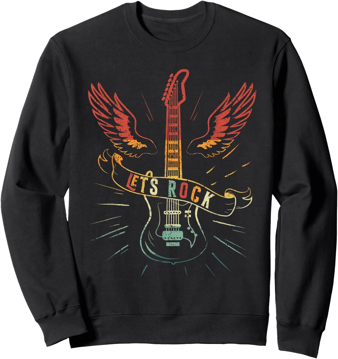 Lets Rock n Roll Guitar Retro Lovers , black Sweatshirt - Sweatshirt | Black